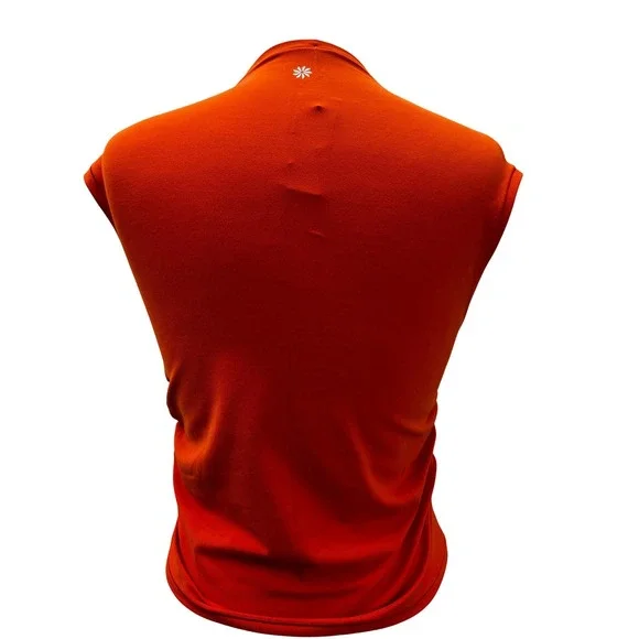 Athleta Aurora Ruched Tank Top Womens M Orange Excellent Mock Neck S/658470-00 - Picture 4 of 8